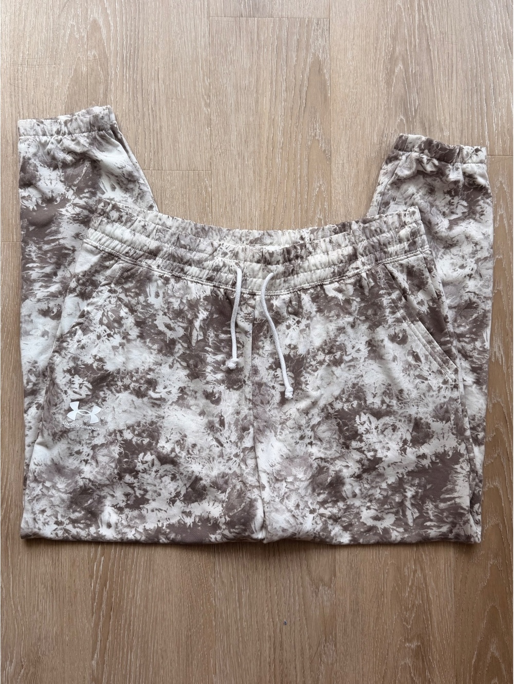 Under Armour Rival Terry Print Loose Fit Gray White Jogger Sweatpants LG